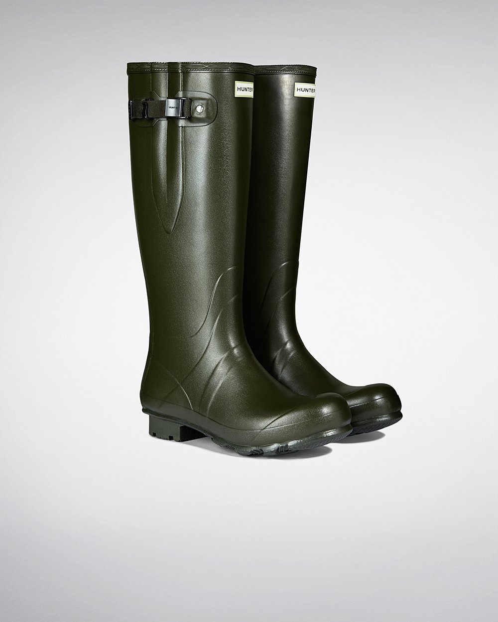 Hunter Hombre Norris Field Side Adjustable Neoprene Lined - Botas de Lluvia Verde Oscuro Oliva - 820